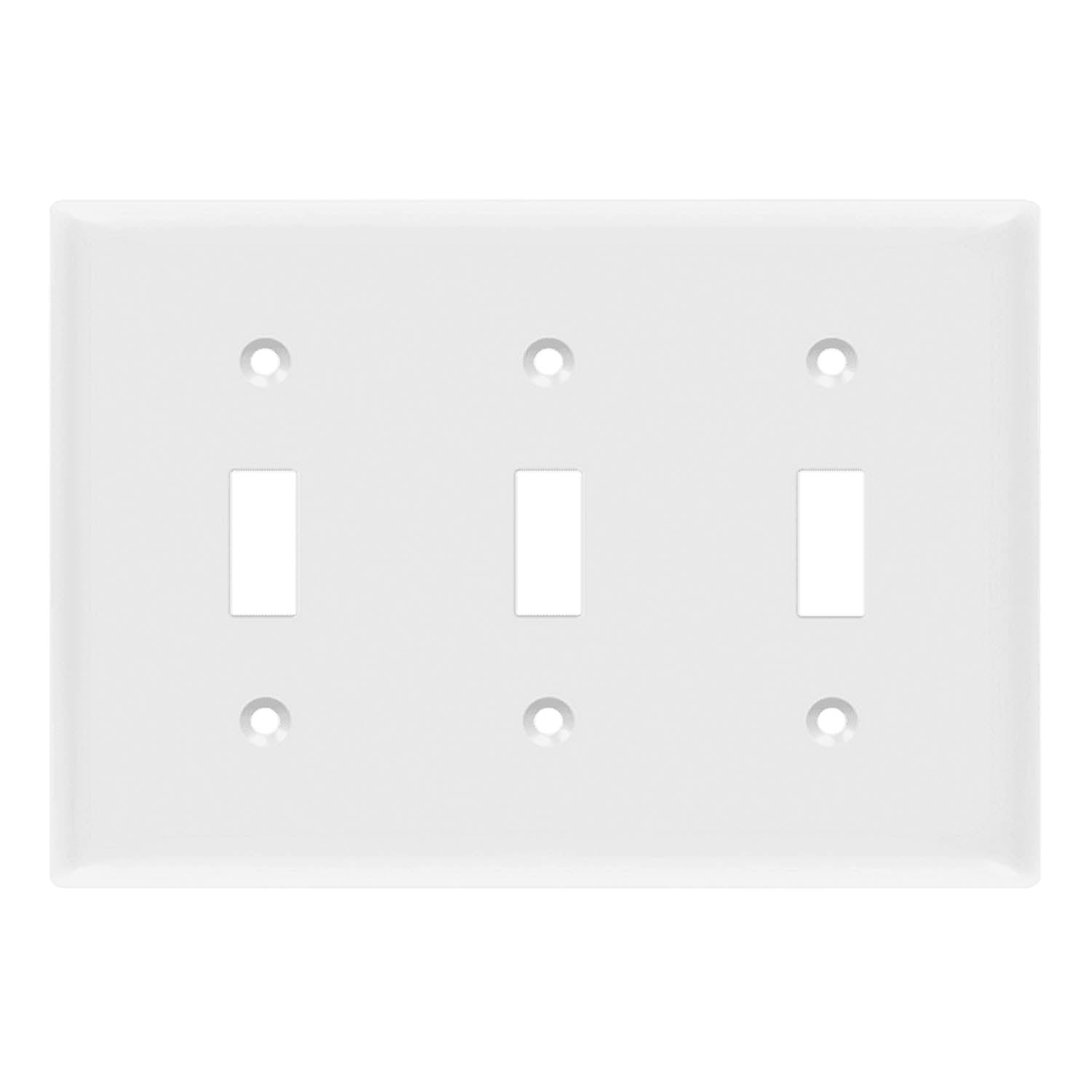 3-Gang Toggle Wall Plate, White - Bees Lighting