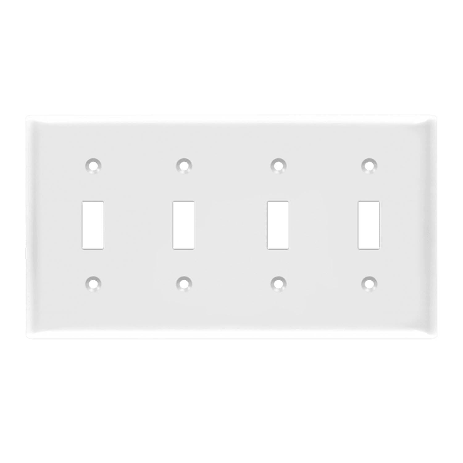 4-Gang Toggle Wall Plate, White - Bees Lighting