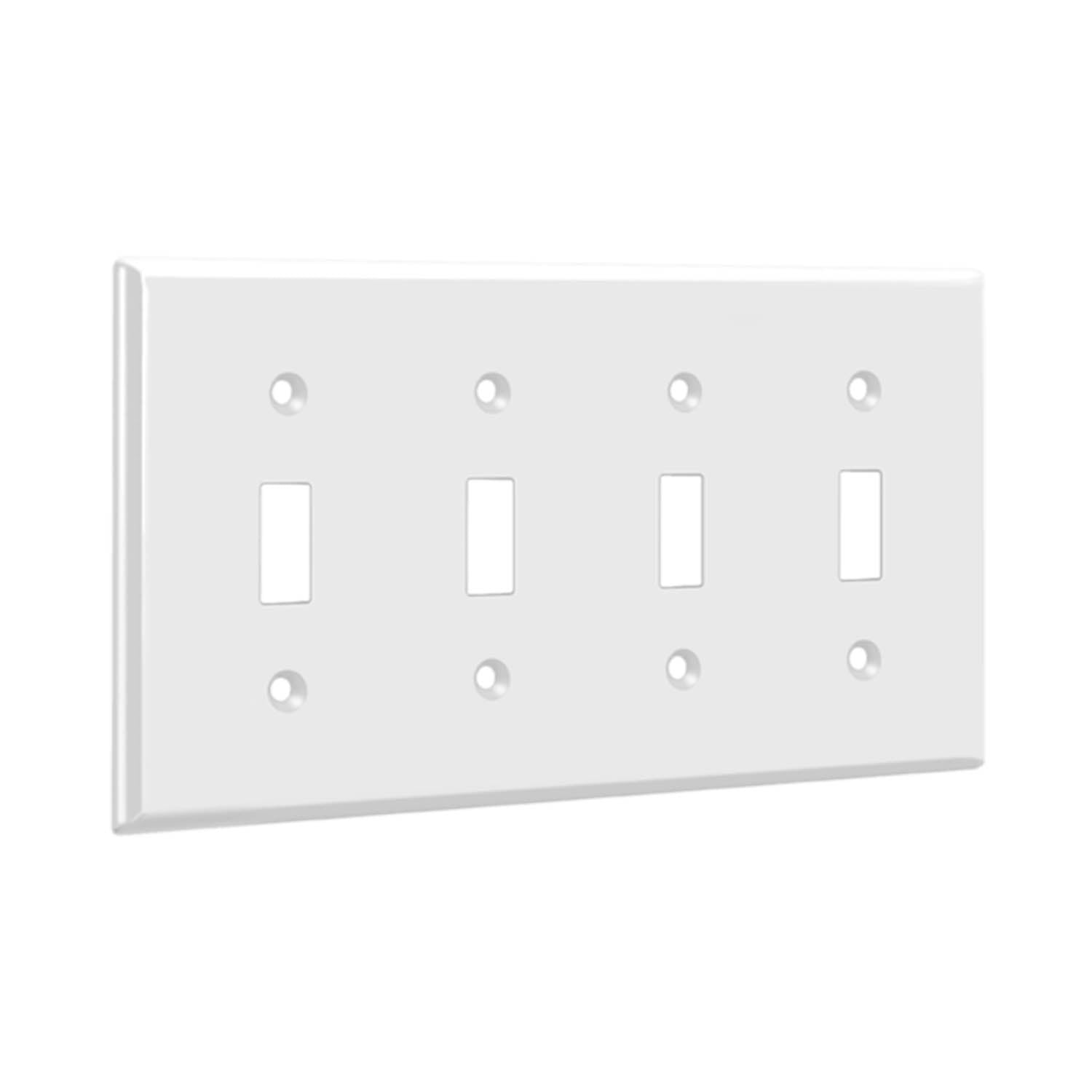 4-Gang Toggle Wall Plate, White - Bees Lighting