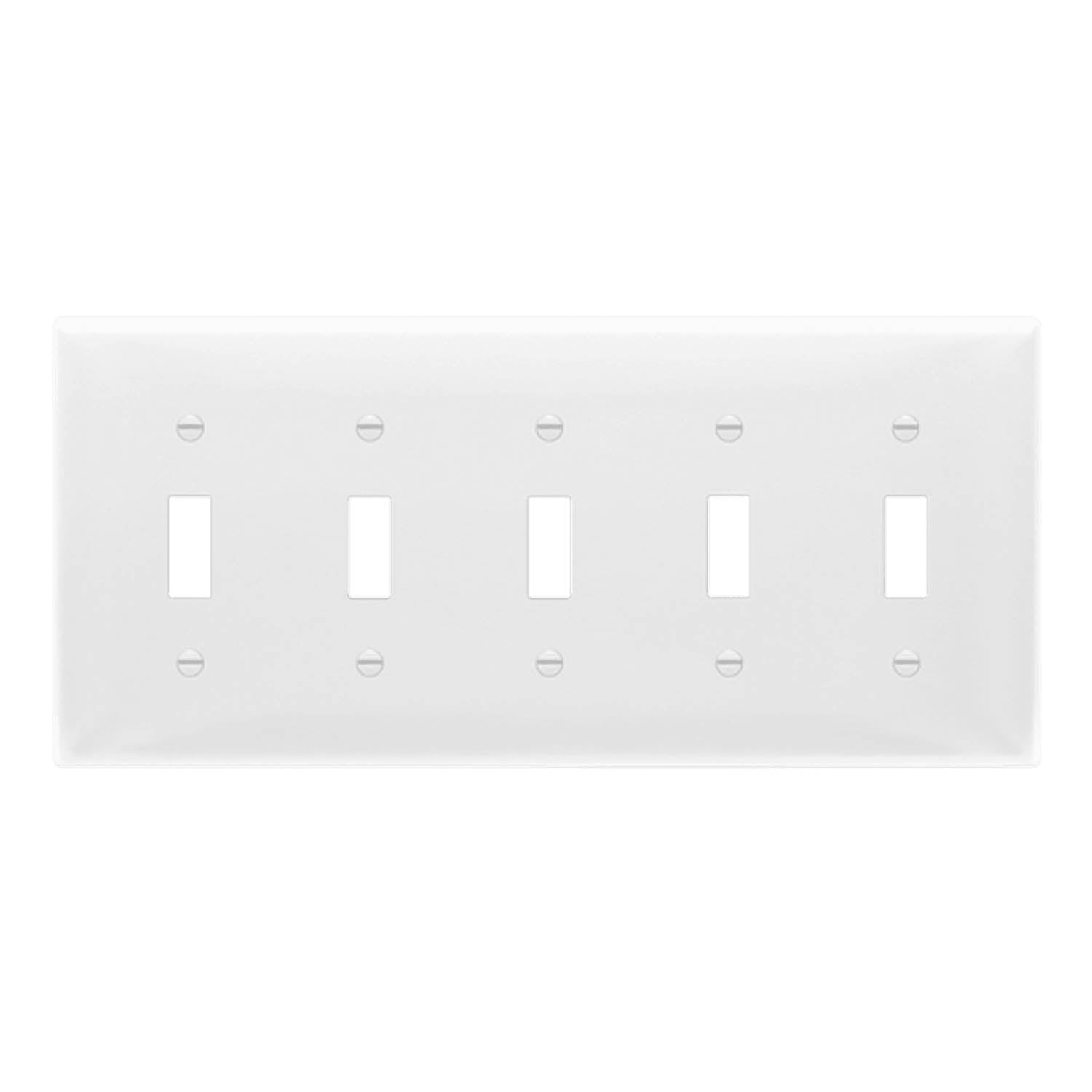 5-Gang Toggle Wall Plate, White - Bees Lighting