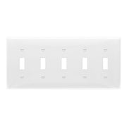 5-Gang Toggle Wall Plate, White - Bees Lighting