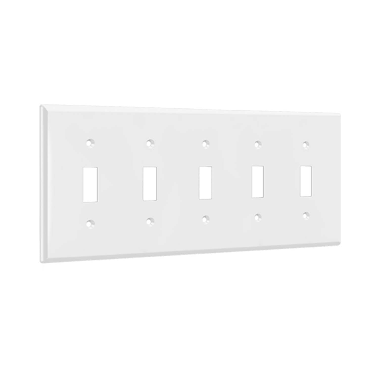 5-Gang Toggle Wall Plate, White - Bees Lighting