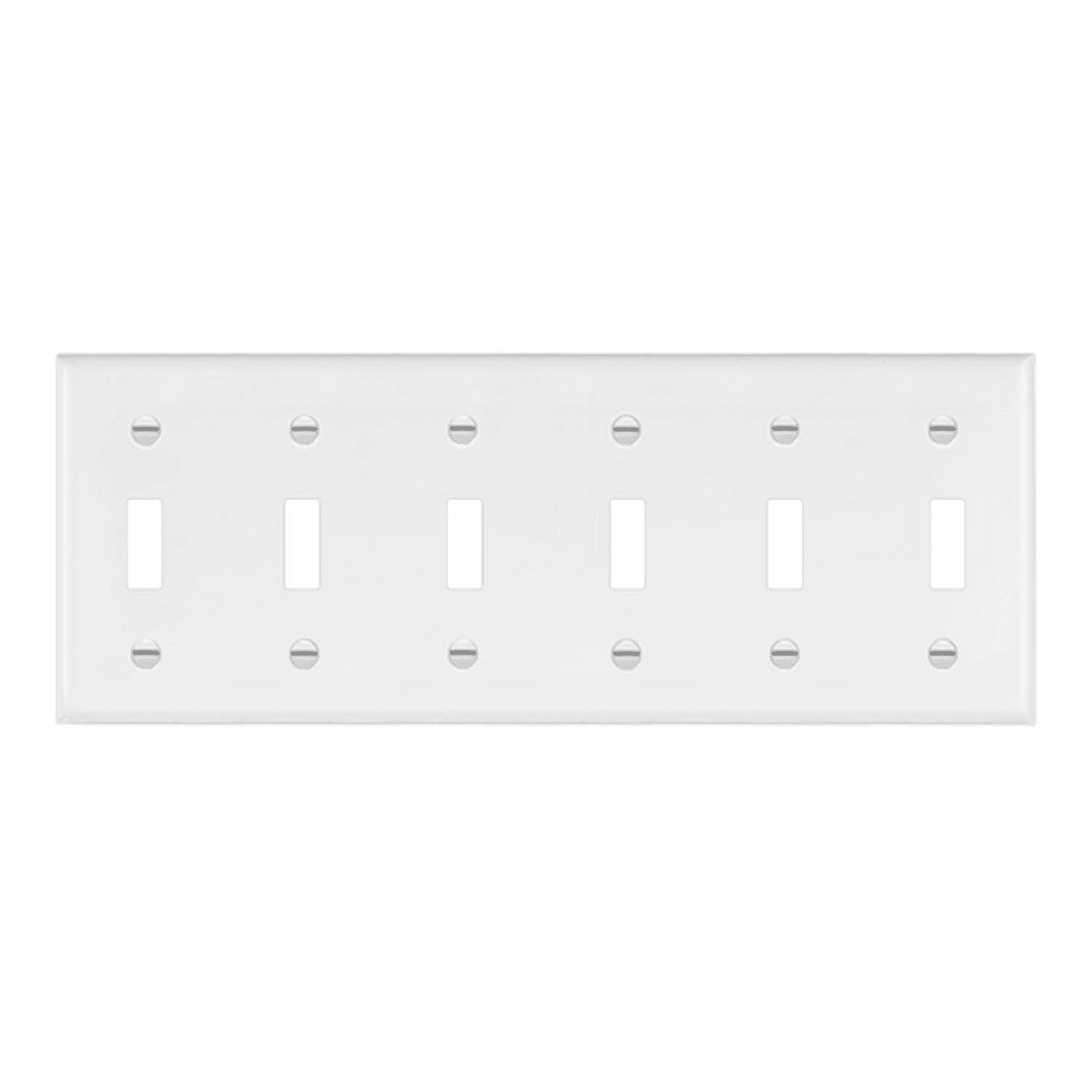 6-Gang Toggle Wall Plate, White - Bees Lighting