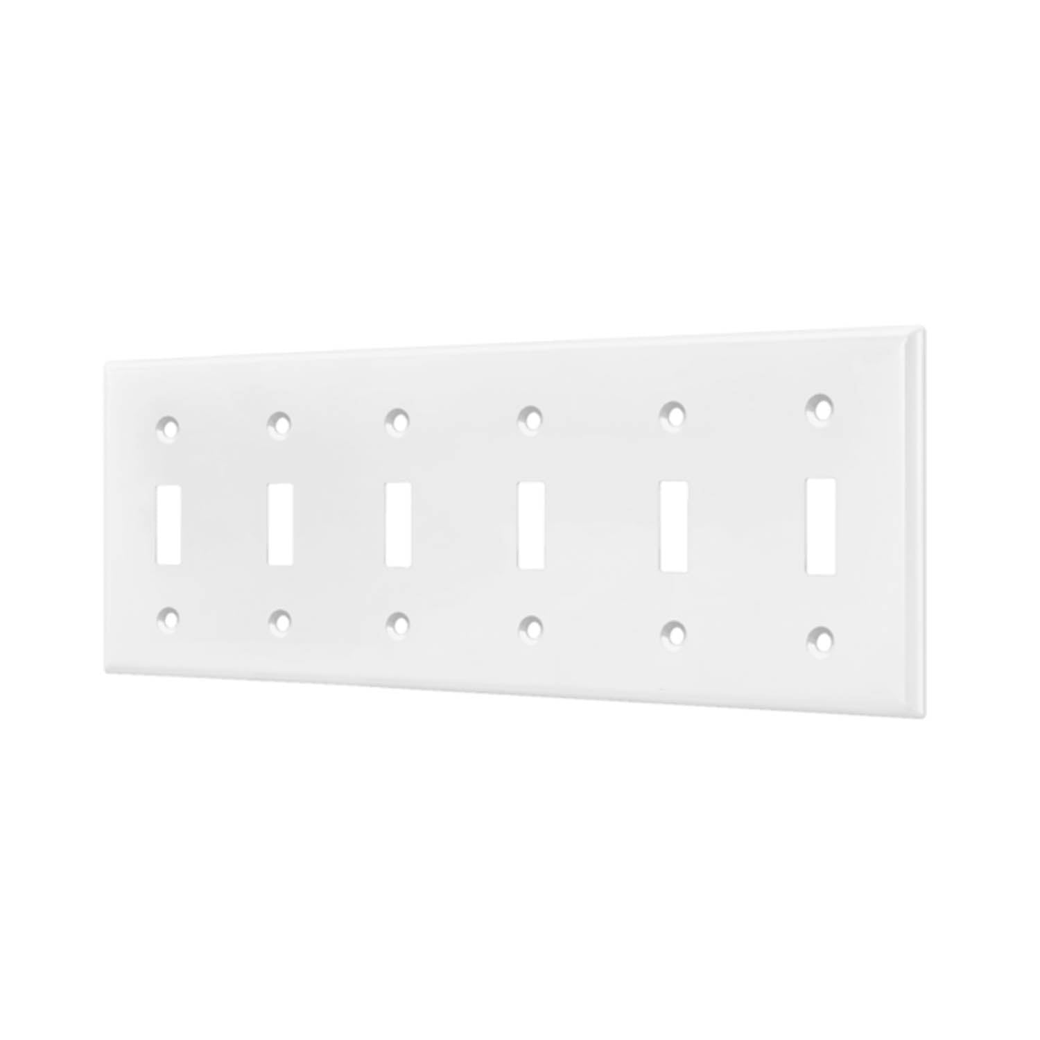 6-Gang Toggle Wall Plate, White - Bees Lighting
