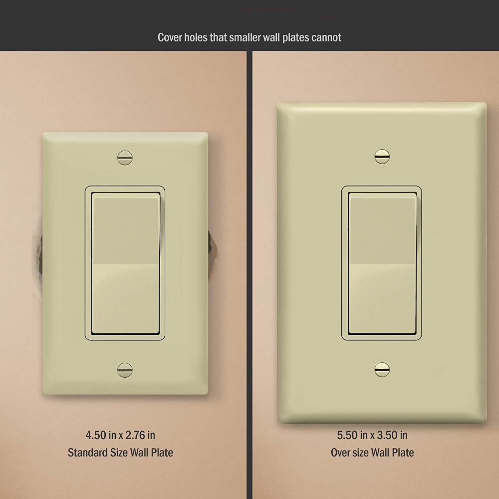 1-Gang Oversized Decorator Rocker Wall Plate, Ivory - Bees Lighting