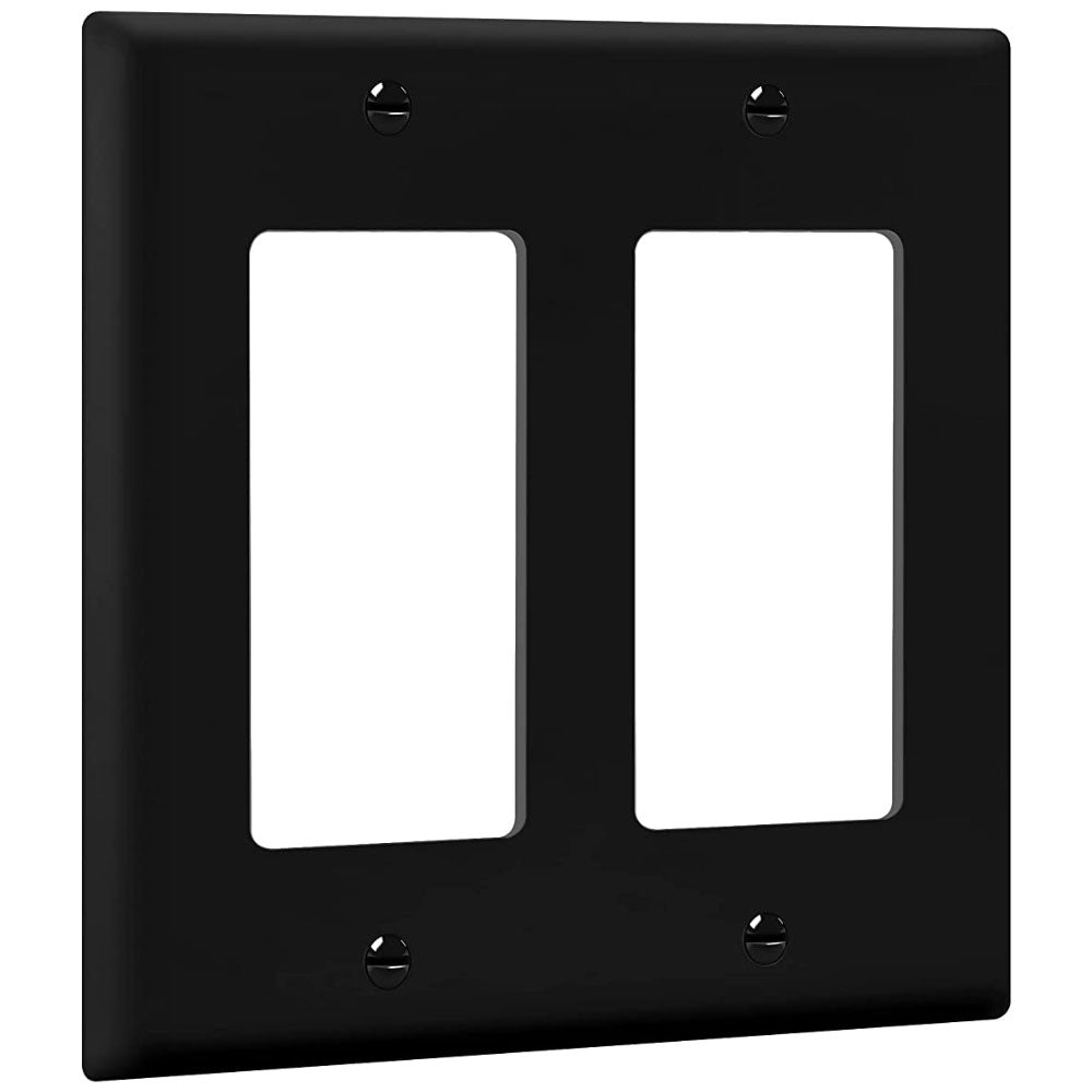 2-Gang Decorator Rocker Wall Plate, Black - Bees Lighting