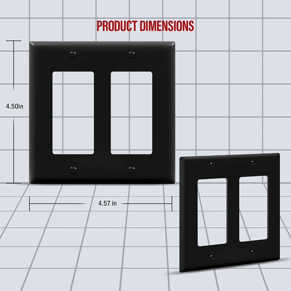 2-Gang Decorator Rocker Wall Plate, Black - Bees Lighting