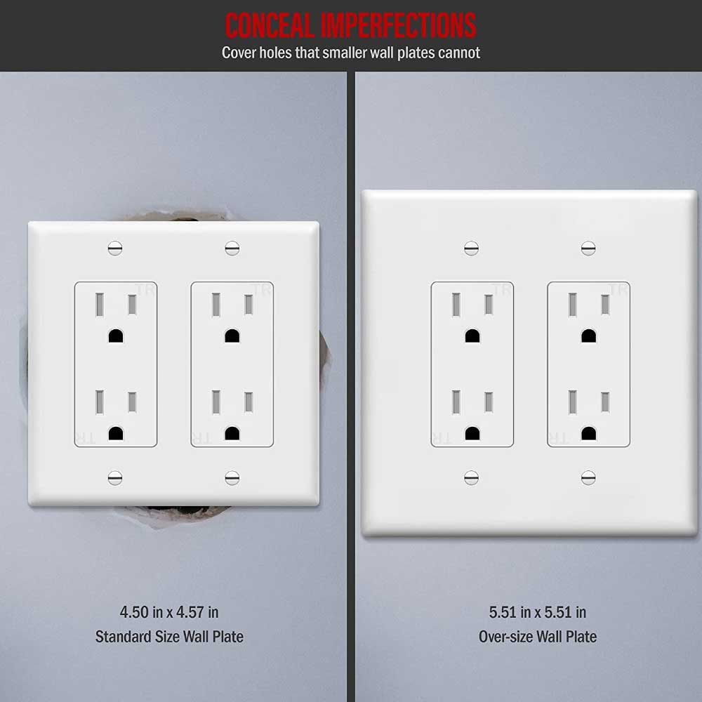 2-Gang Oversized Decorator Rocker Wall Plate, White - Bees Lighting