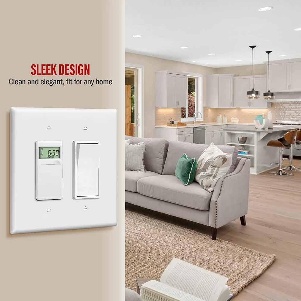2-Gang Oversized Decorator Rocker Wall Plate, White - Bees Lighting