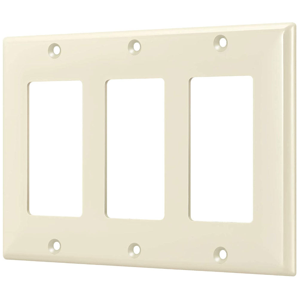 3-Gang Decorator Rocker Wall Plate, Light Almond - Bees Lighting