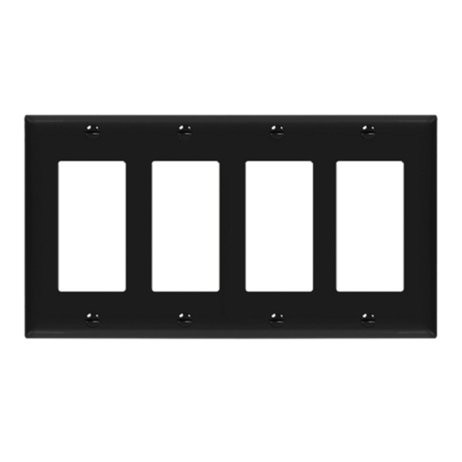 4-Gang Decorator Rocker Wall Plate, Black - Bees Lighting
