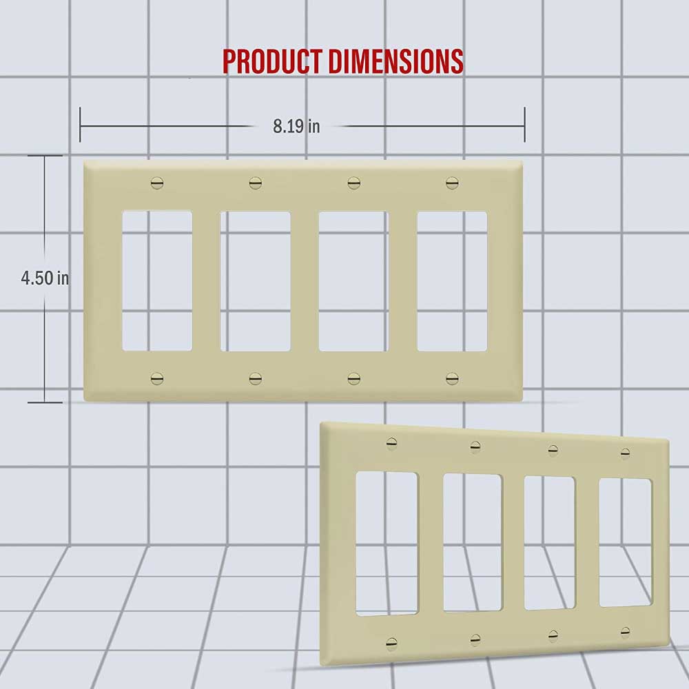 4-Gang Decorator Rocker Wall Plate, Ivory - Bees Lighting