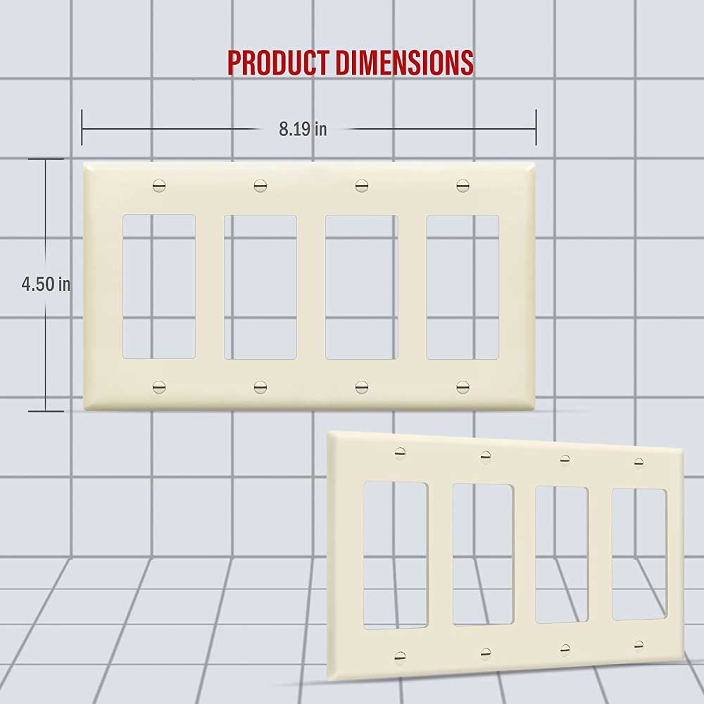 4-Gang Decorator Rocker Wall Plate, Light Almond - Bees Lighting