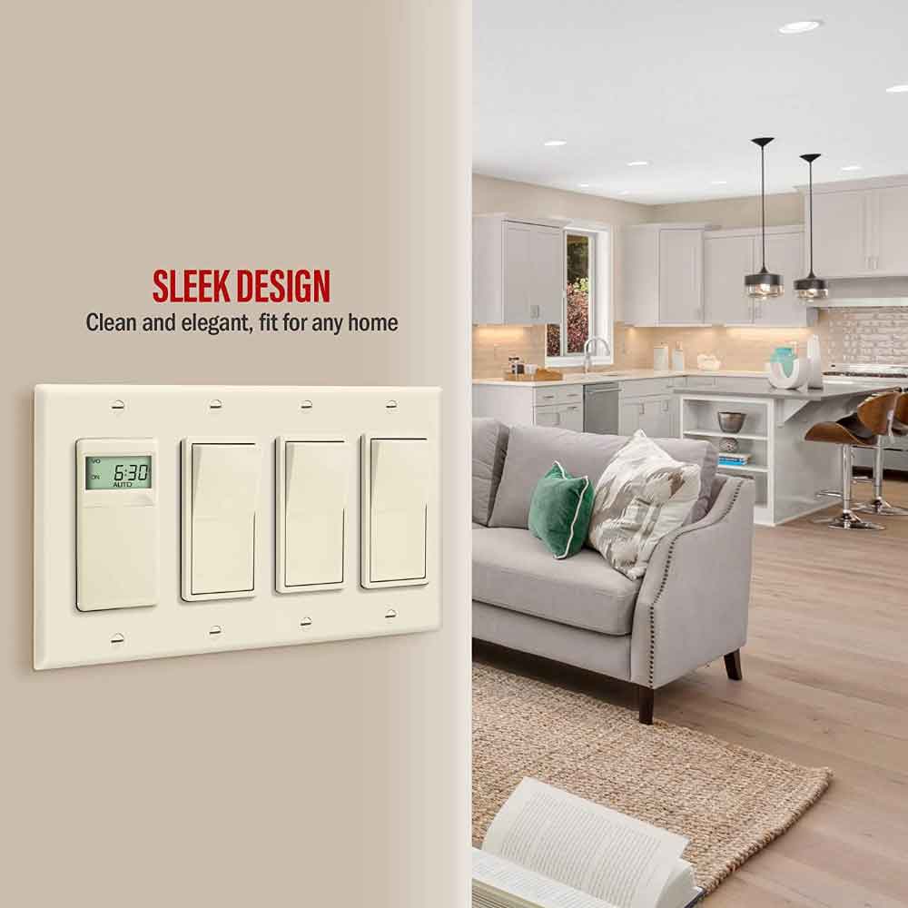4-Gang Decorator Rocker Wall Plate, Light Almond - Bees Lighting