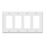 4-Gang Decorator Rocker Wall Plate, White - Bees Lighting