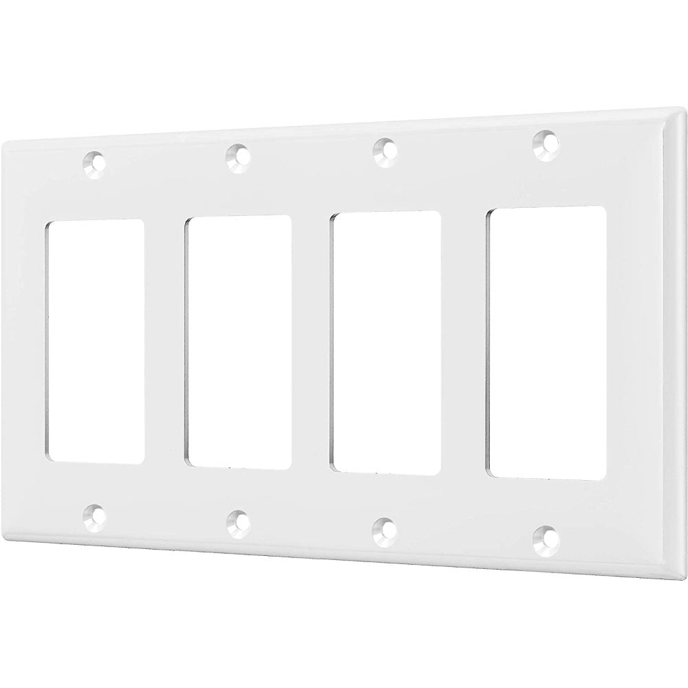 4-Gang Decorator Rocker Wall Plate, White - Bees Lighting