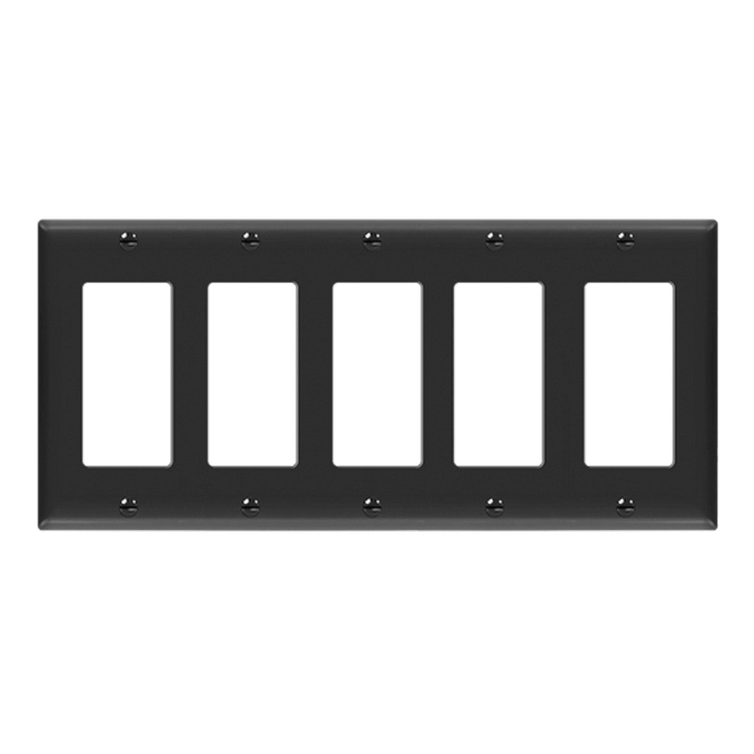 5-Gang Decorator Rocker Wall Plate, Black - Bees Lighting