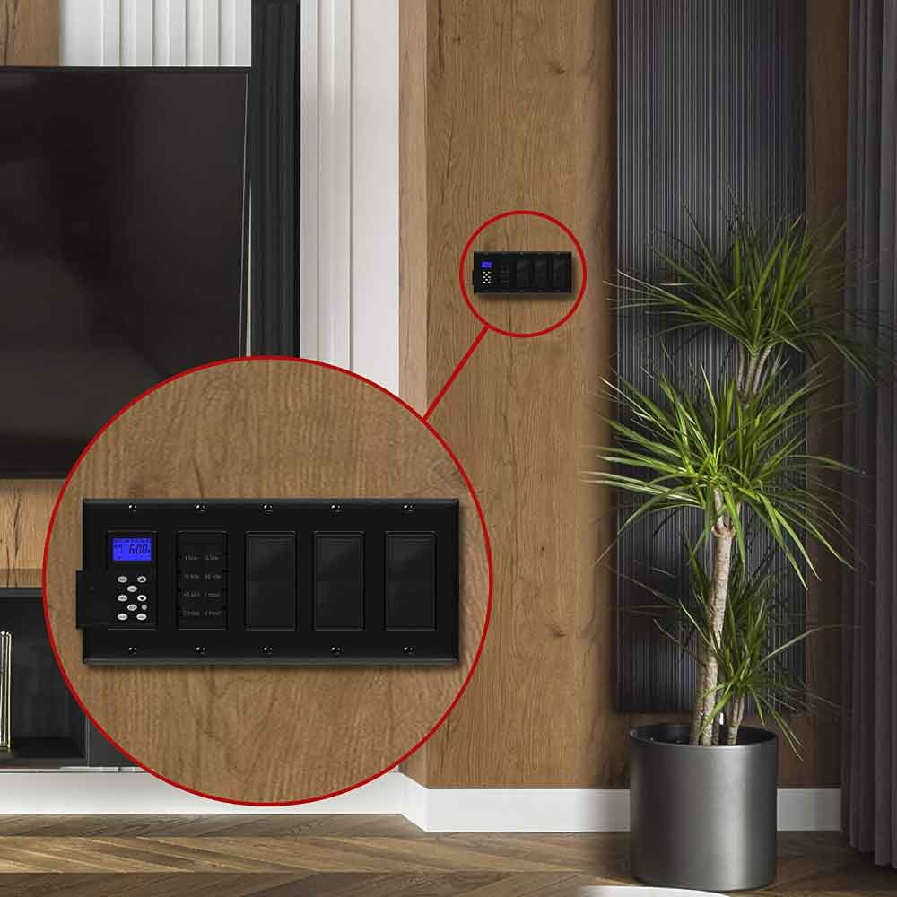 5-Gang Decorator Rocker Wall Plate, Black - Bees Lighting