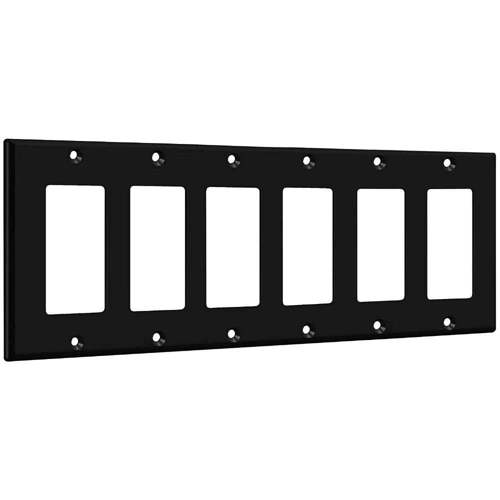 6-Gang Decorator Rocker Wall Plate, Black - Bees Lighting
