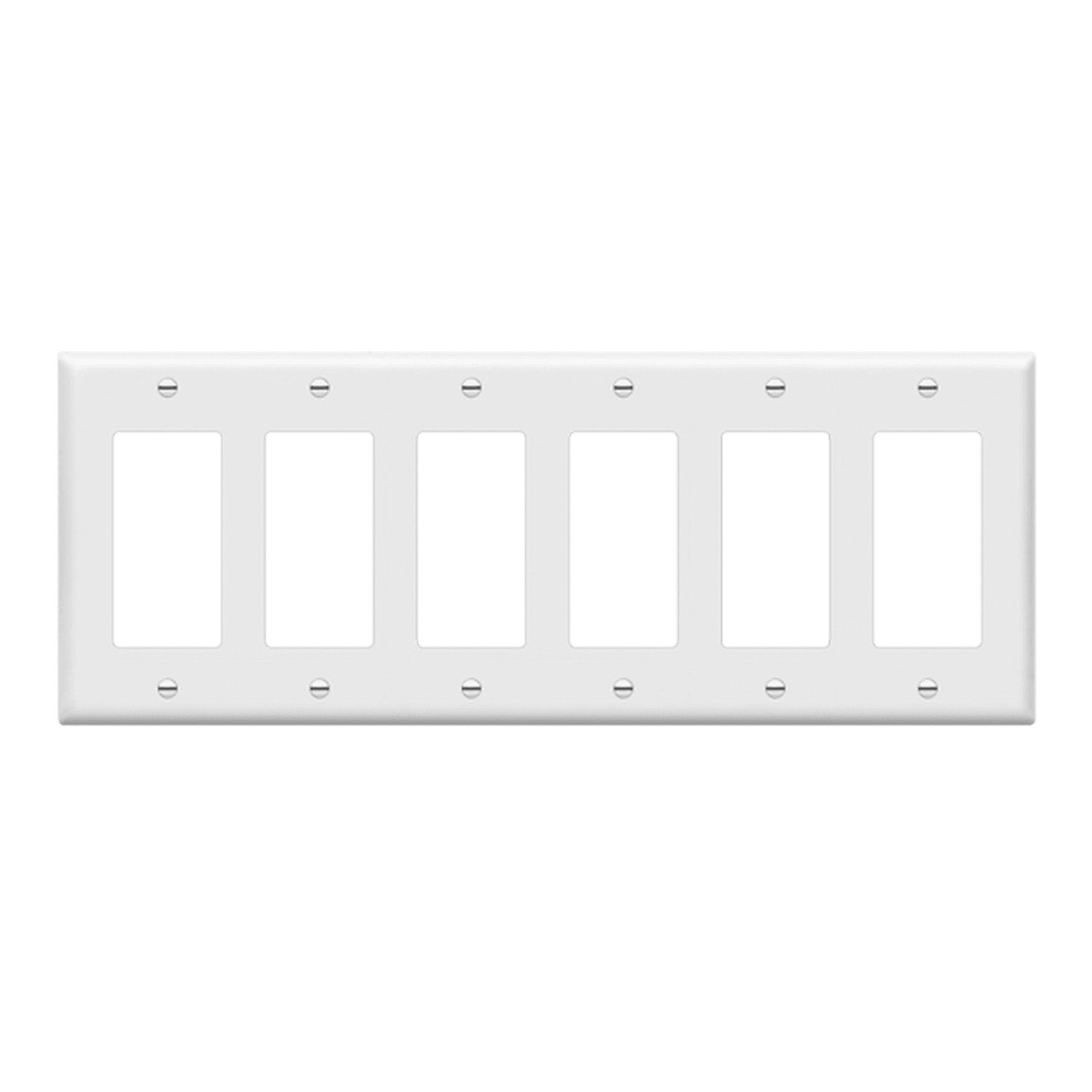 6-Gang Decorator Rocker Wall Plate, White - Bees Lighting