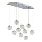 Orb II 34" 10-Light LED Linear Pendant, Polished Chrome Finish - Bees Lighting