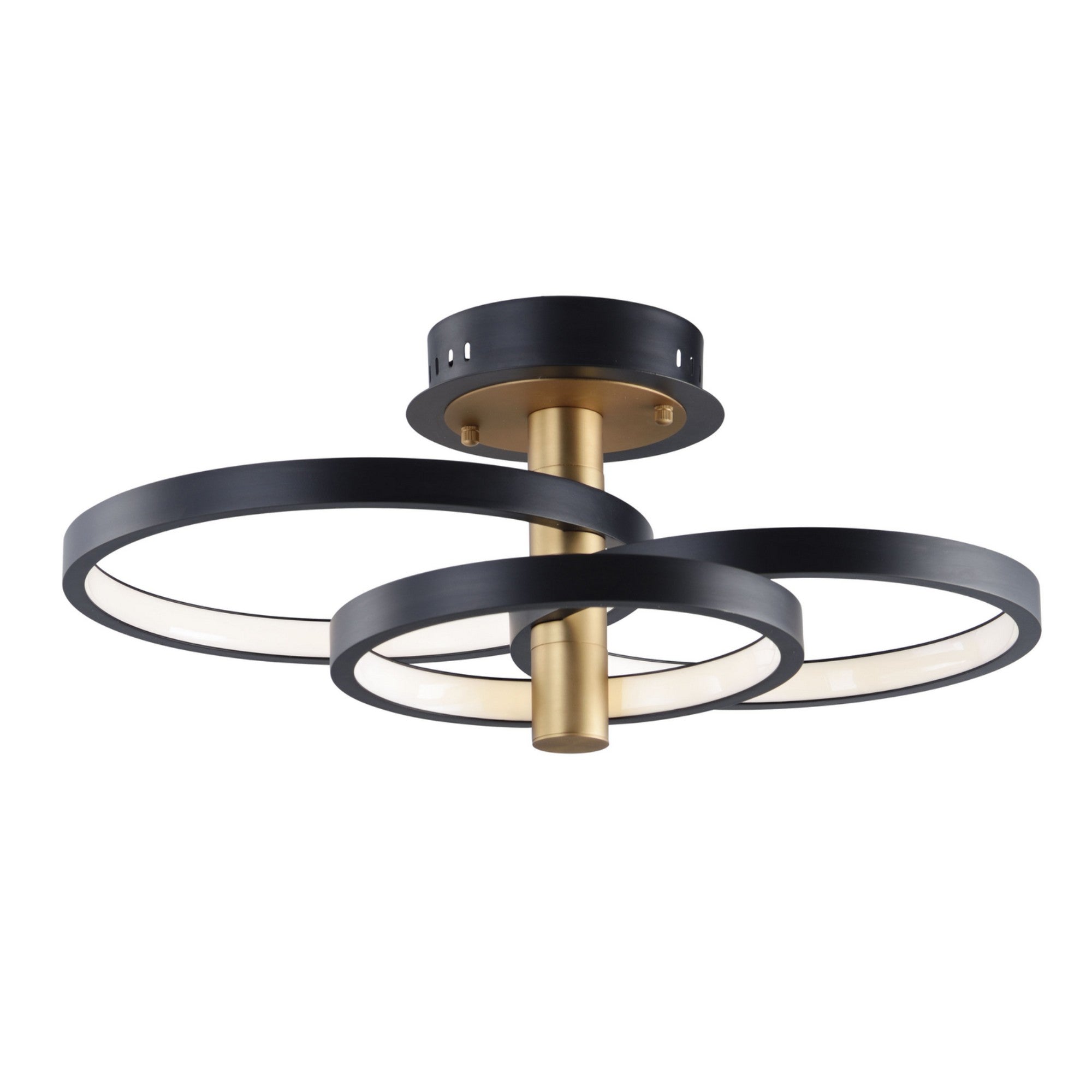 Hoopla 26" 3-Light LED Semi-Flush Mount, Black & Gold Finish - Bees Lighting