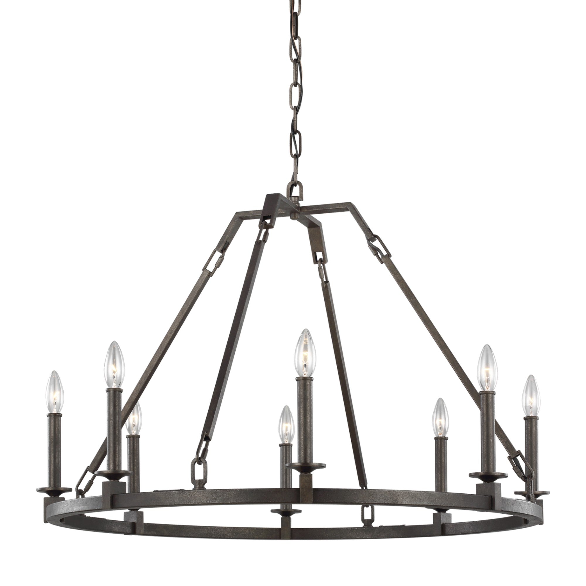 Landen 34" 8-Light Medium Chandelier, Smith Steel Finish - Bees Lighting