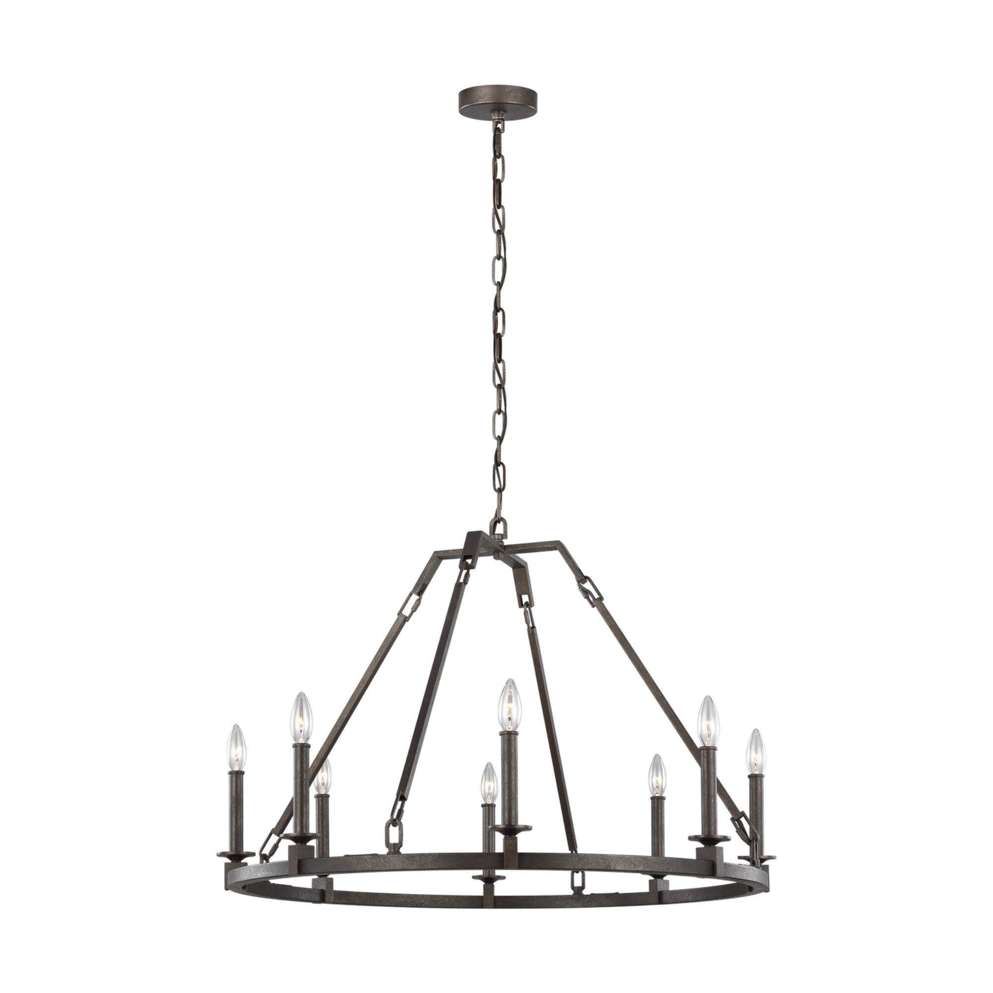 Landen 34" 8-Light Medium Chandelier, Smith Steel Finish - Bees Lighting