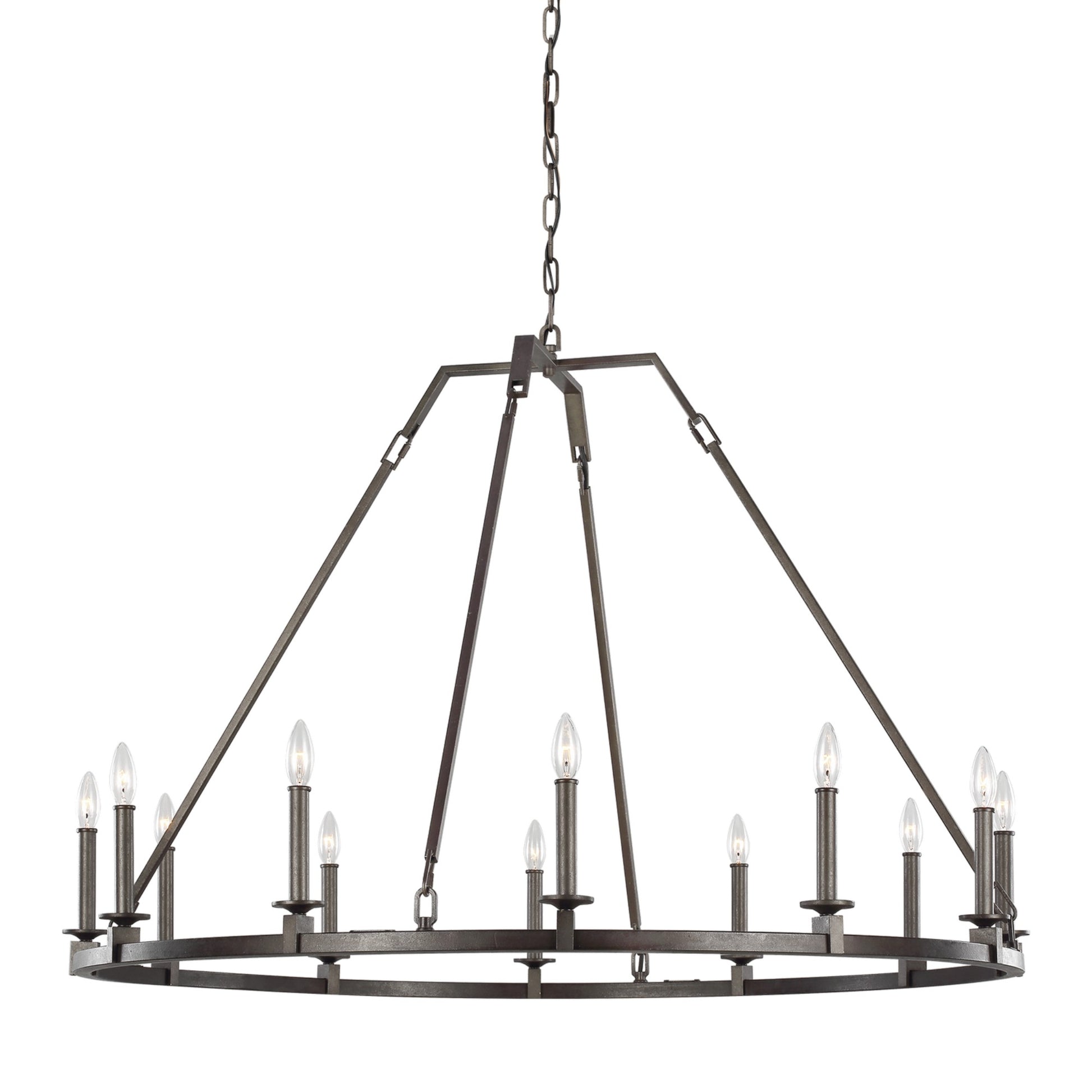 Landen 48" 12-Light Large Chandelier, Smith Steel Finish - Bees Lighting