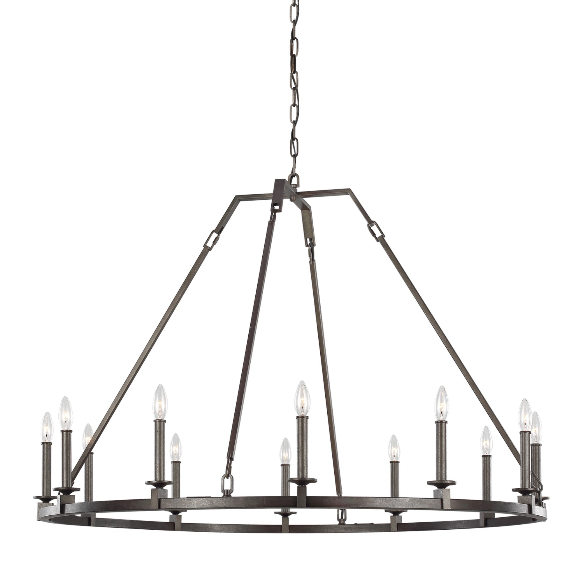 Landen 48" 12-Light Large Chandelier, Smith Steel Finish - Bees Lighting