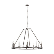 Landen 48" 12-Light Large Chandelier, Smith Steel Finish - Bees Lighting