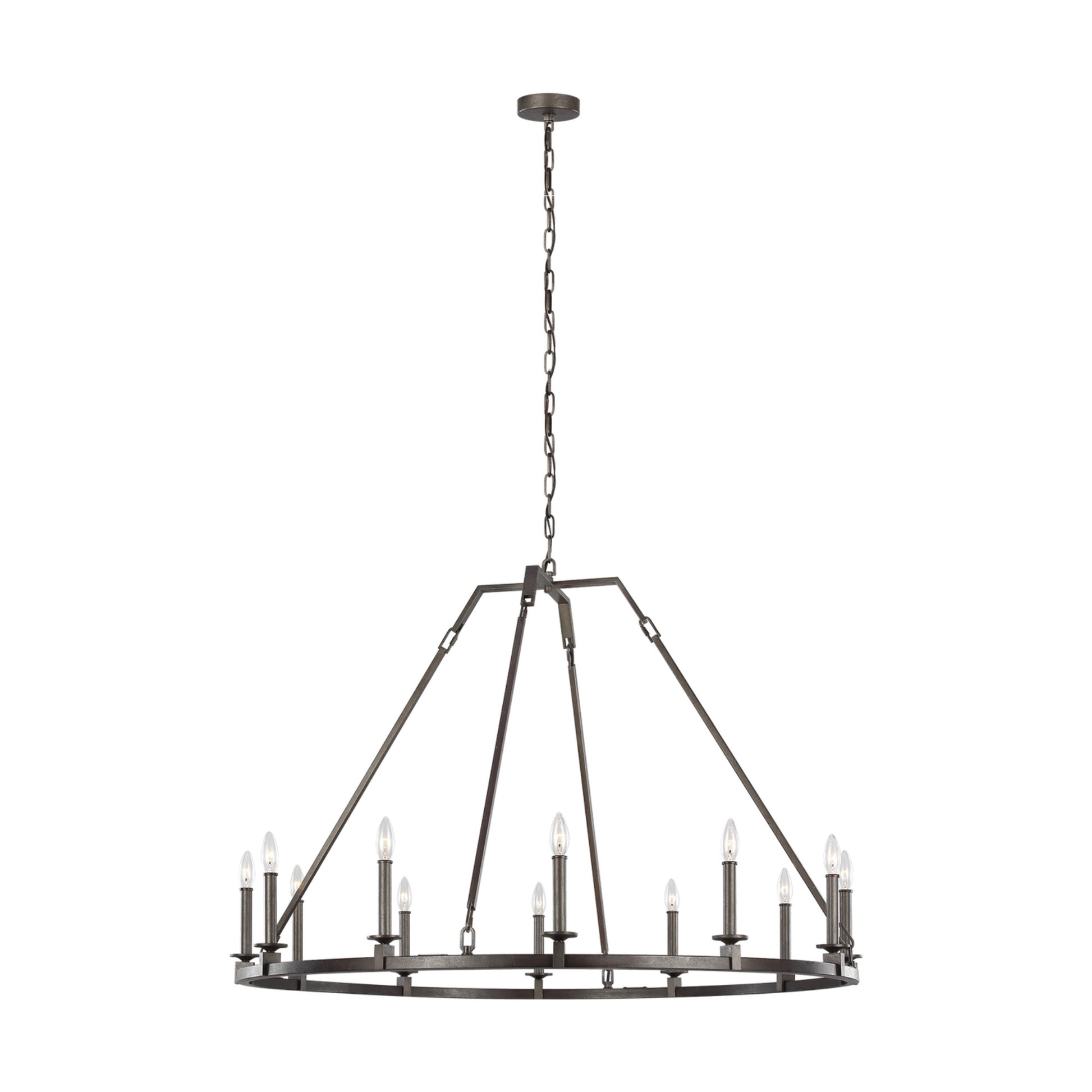 Landen 48" 12-Light Large Chandelier, Smith Steel Finish - Bees Lighting