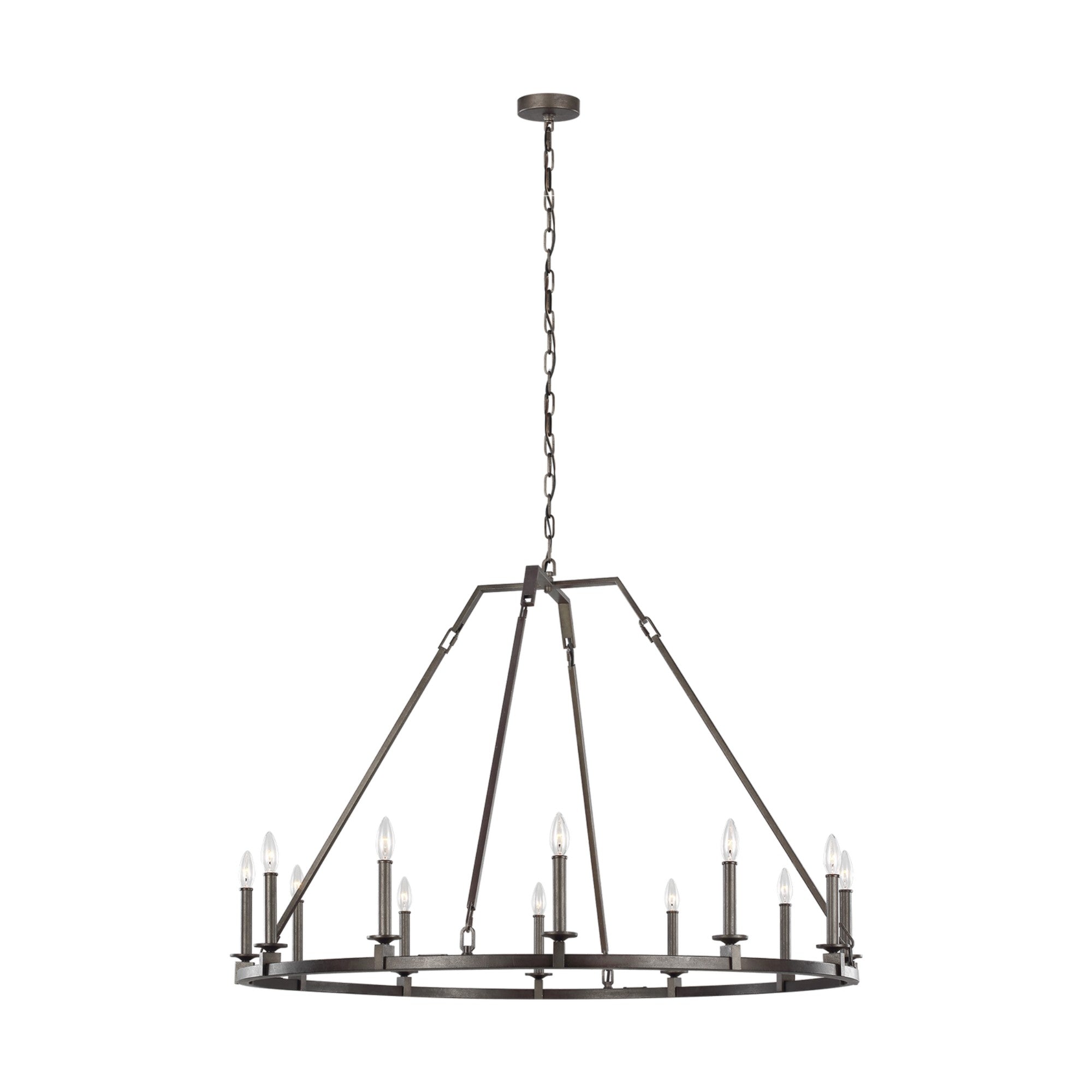 Landen 48" 12-Light Large Chandelier, Smith Steel Finish - Bees Lighting