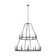 Landen 53" 20-Light X-Large 2-Tier Chandelier, Smith Steel Finish - Bees Lighting