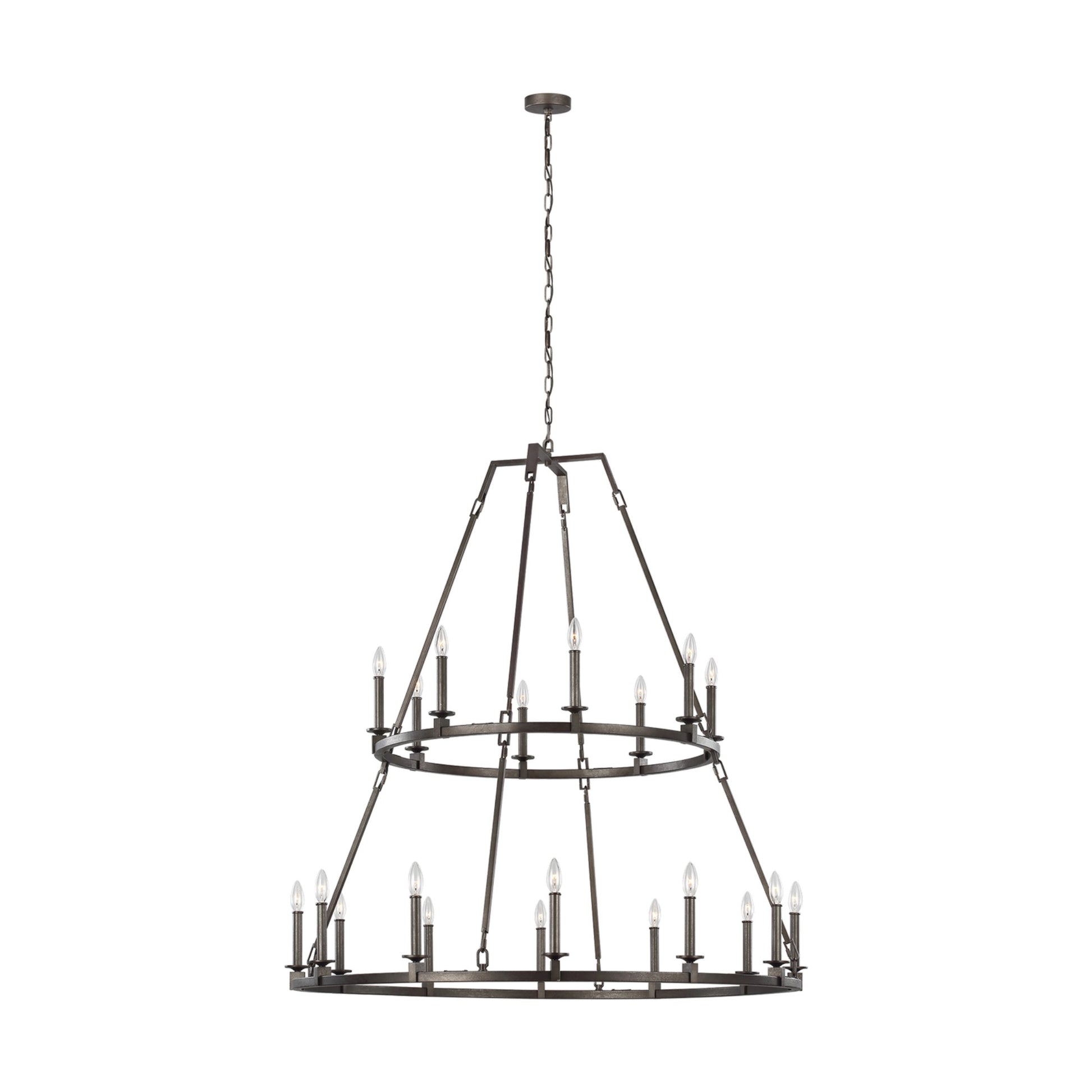 Landen 53" 20-Light X-Large 2-Tier Chandelier, Smith Steel Finish - Bees Lighting