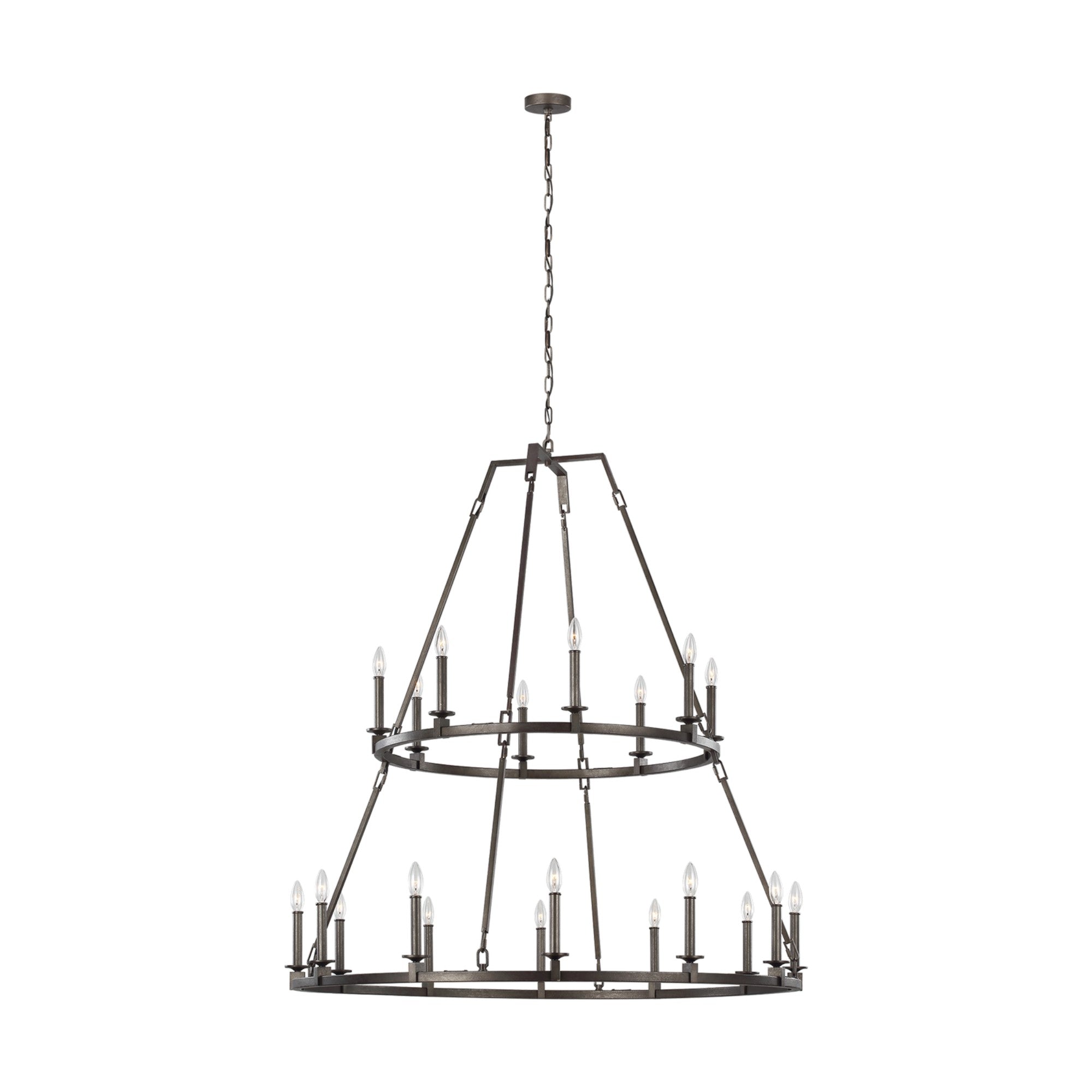Landen 53" 20-Light X-Large 2-Tier Chandelier, Smith Steel Finish - Bees Lighting