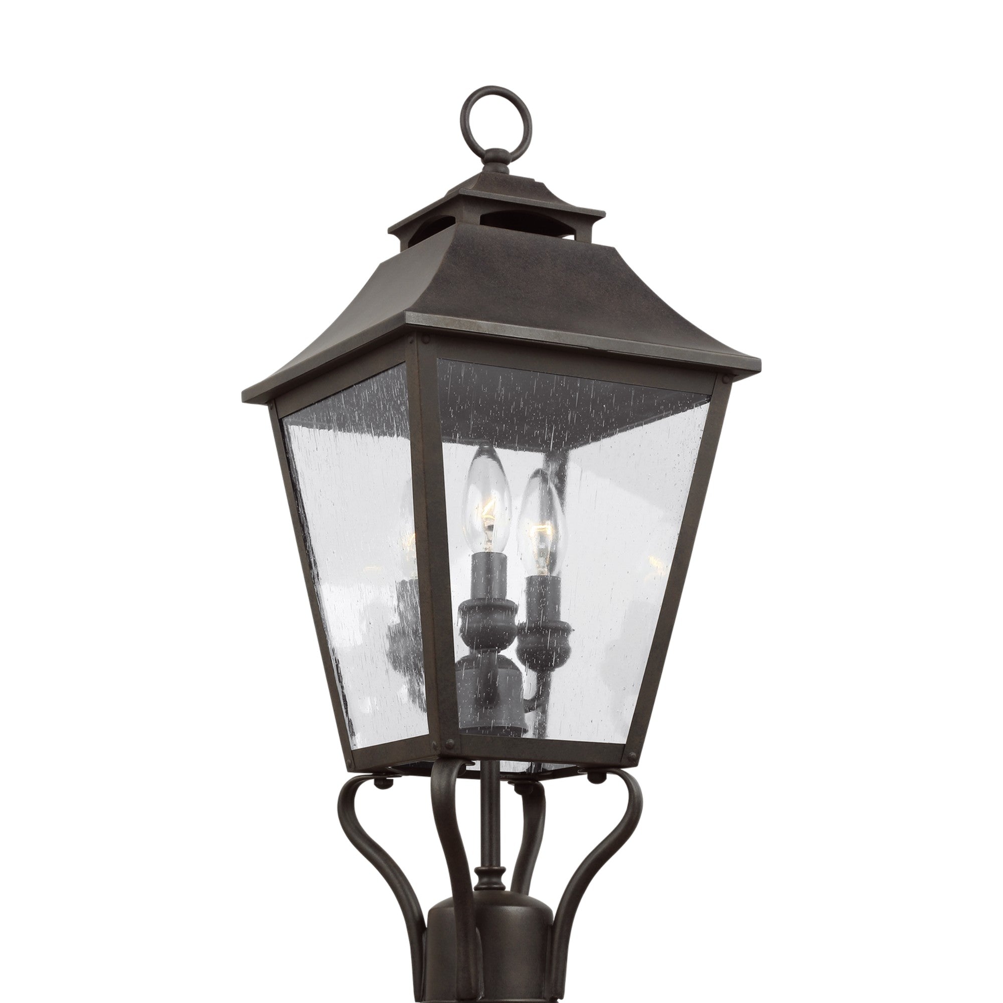 Galena 23" 3-Light Small Post Lantern, Sable Finish - Bees Lighting