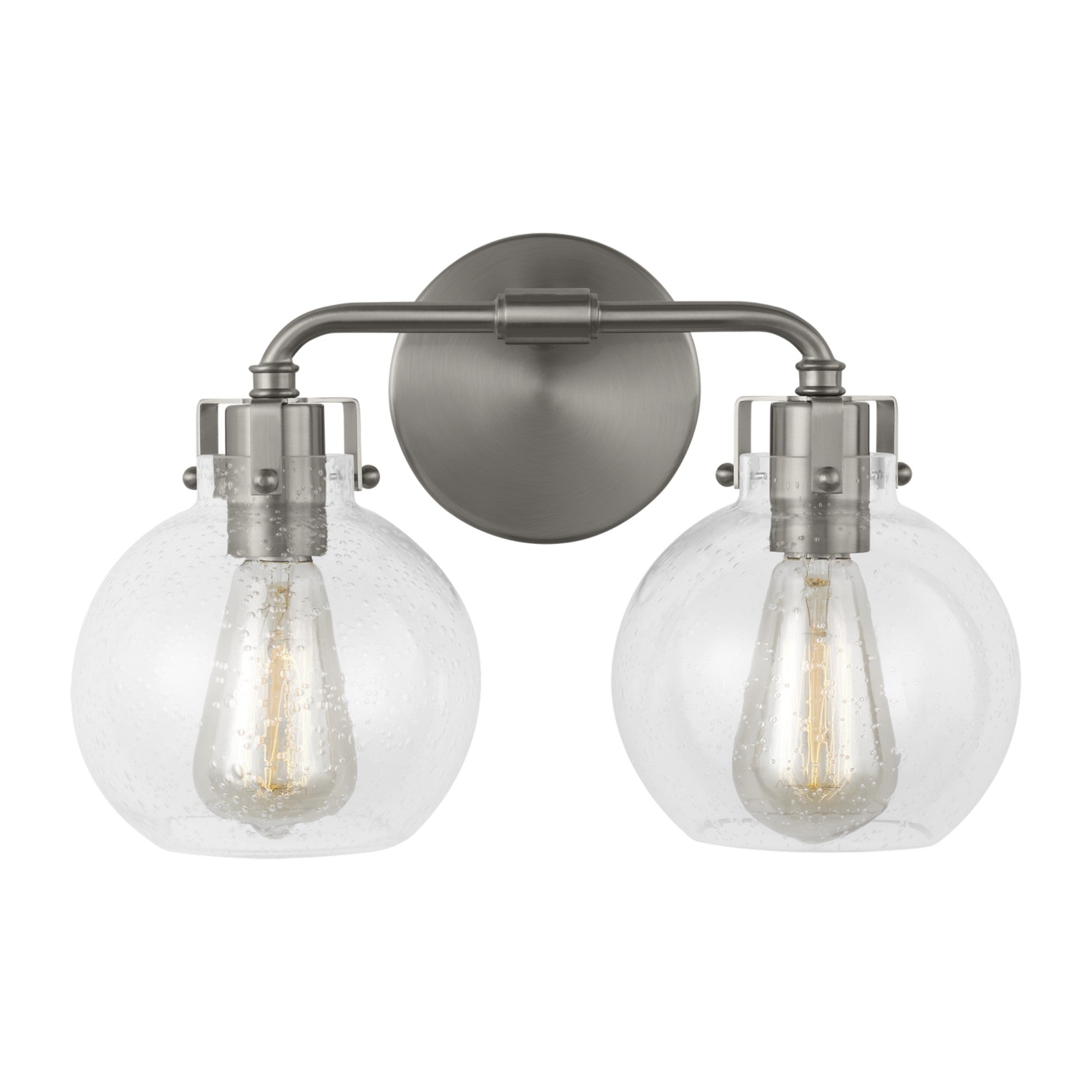 Clara 15" 2-Light Bathroom Vanity, Satin Nickel Finish