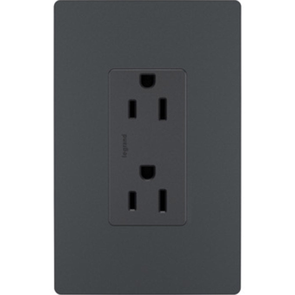 radiant 15A Tamper-Resistant Outlet, Graphite - Bees Lighting