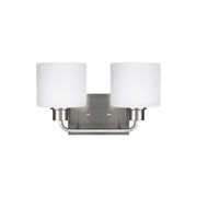 Canfield 14" 2-Light Bathroom Vanity, Brushed Nickel Finish - Bees Lighting