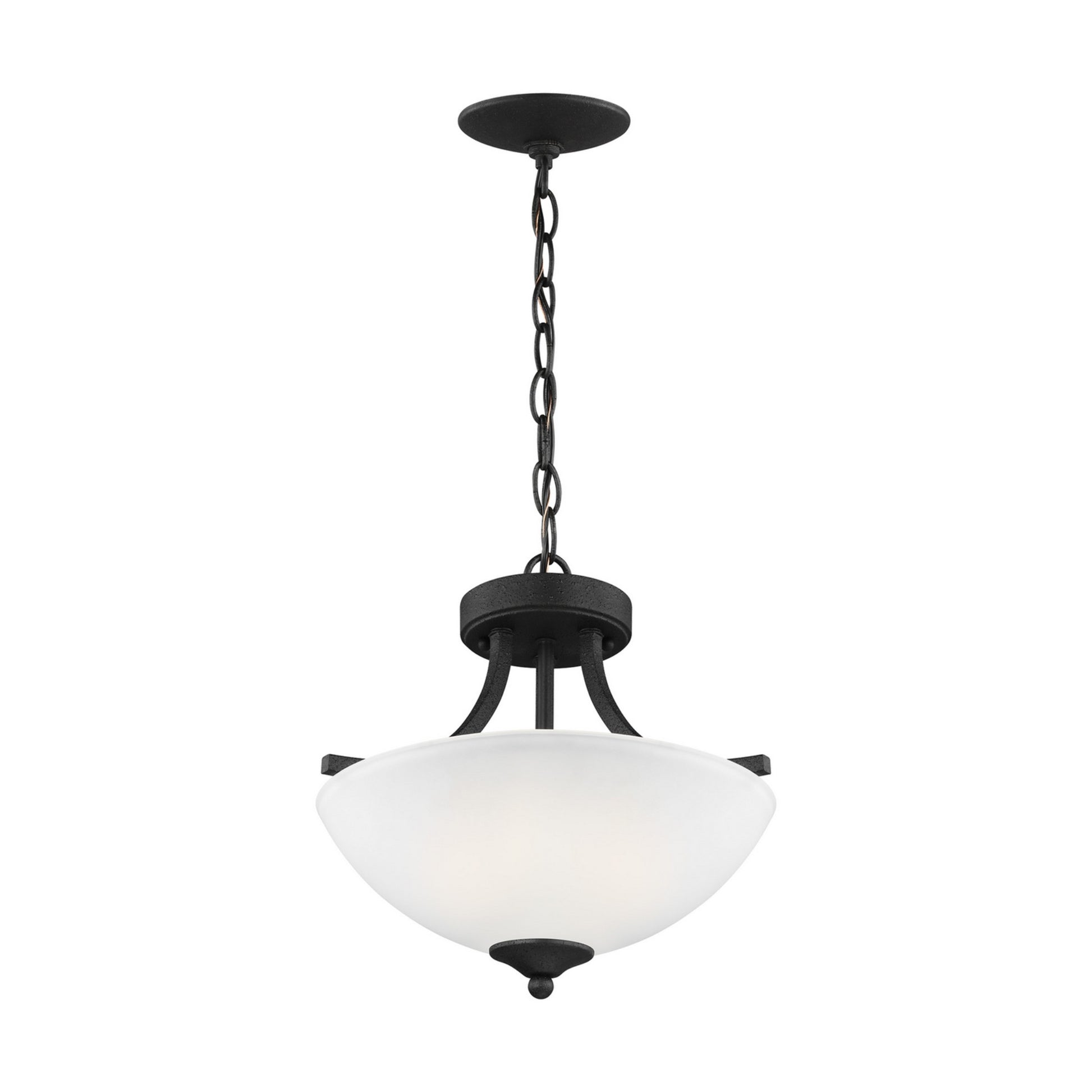Geary 14" 2-Light Semi Flush Mount, Midnight Black Finish - Bees Lighting