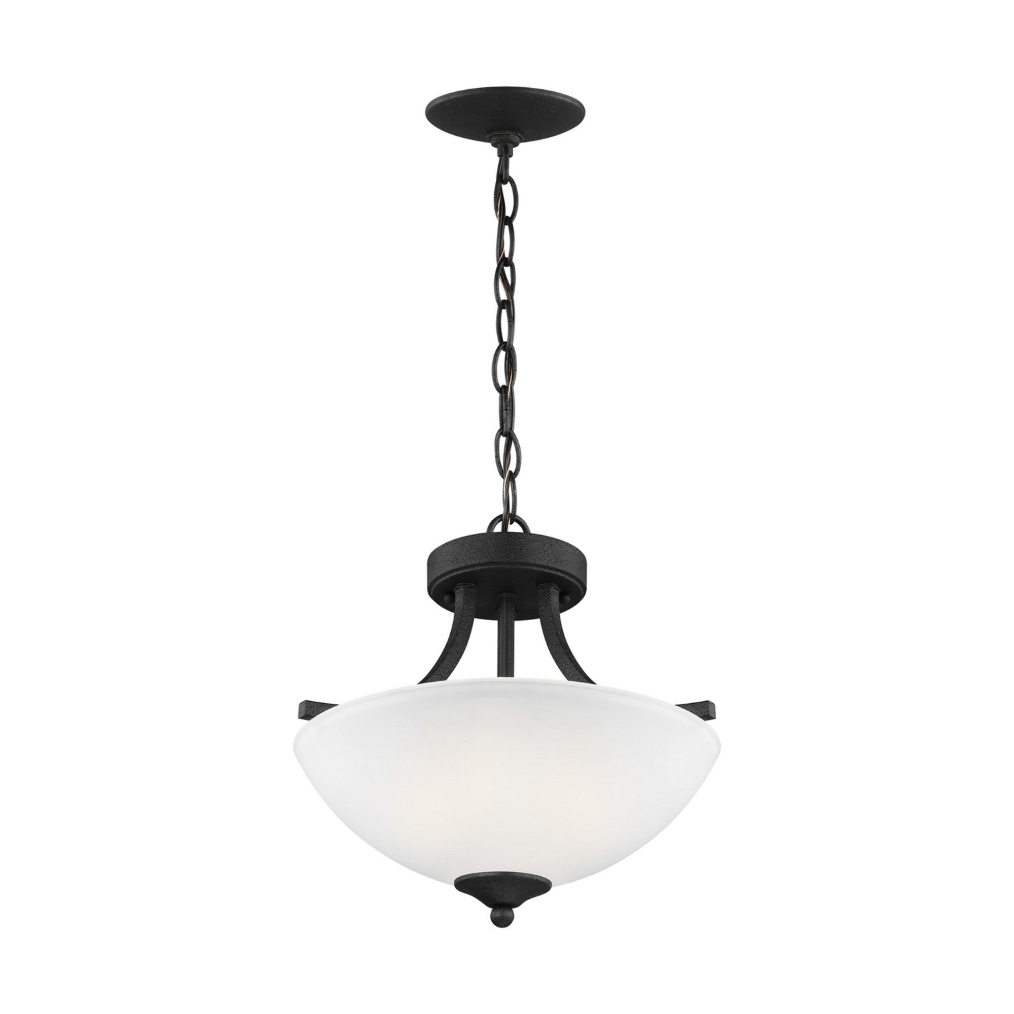 Geary 14" 2-Light Semi Flush Mount, Midnight Black Finish - Bees Lighting