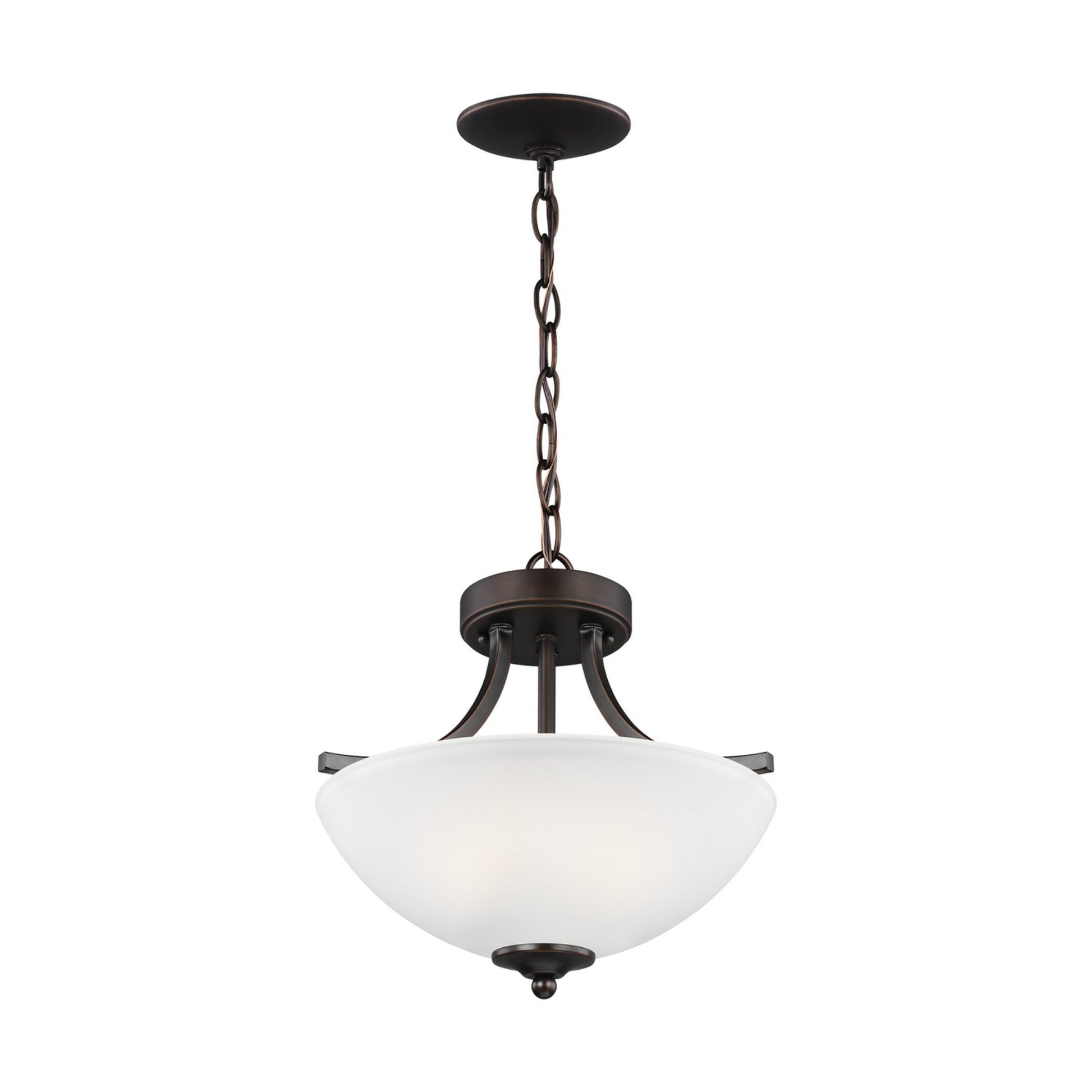 Geary 14" Small 2-Light LED Semi-Flush Convertible Pendant, Bronze Finish - Bees Lighting