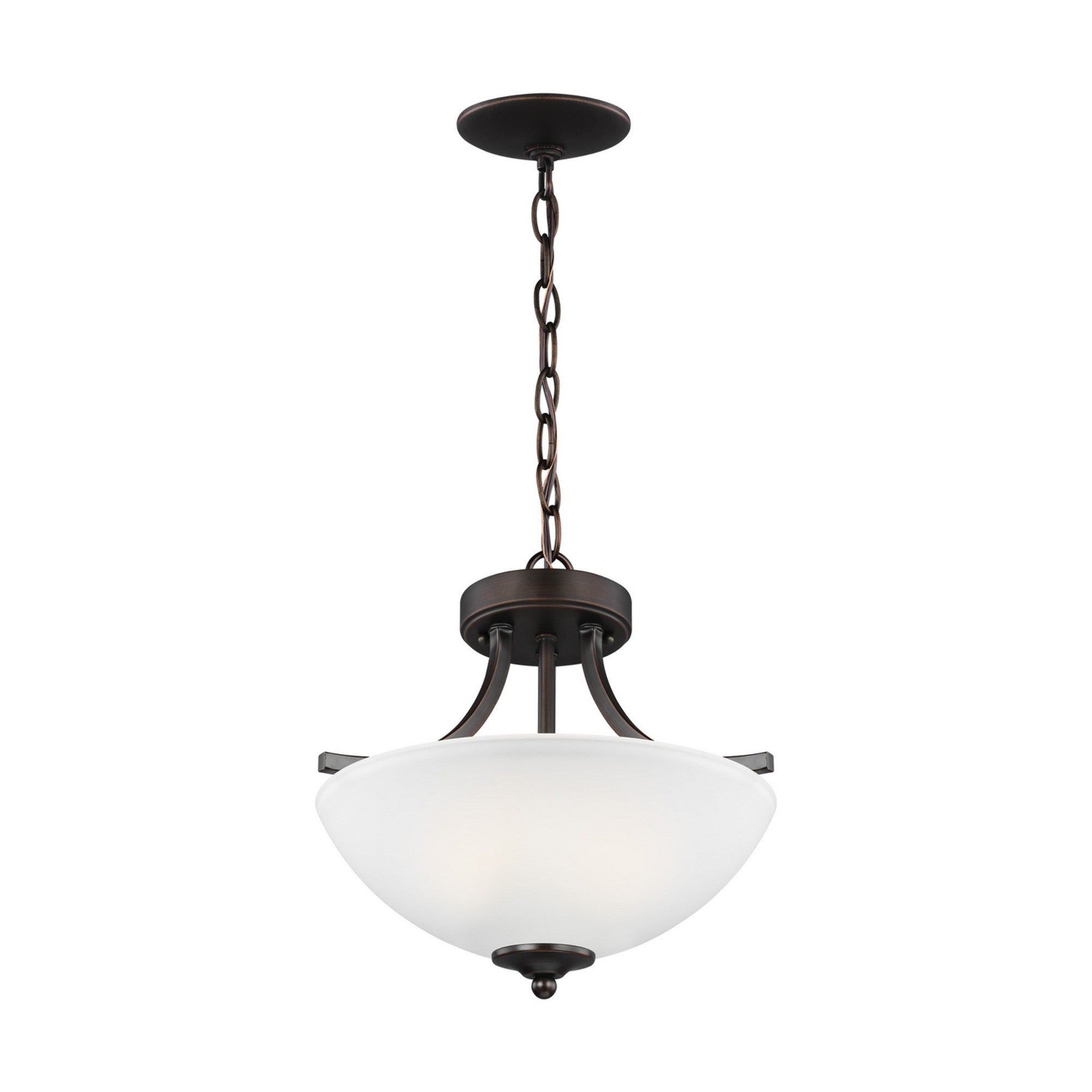 Geary 14" Small 2-Light LED Semi-Flush Convertible Pendant, Bronze Finish - Bees Lighting