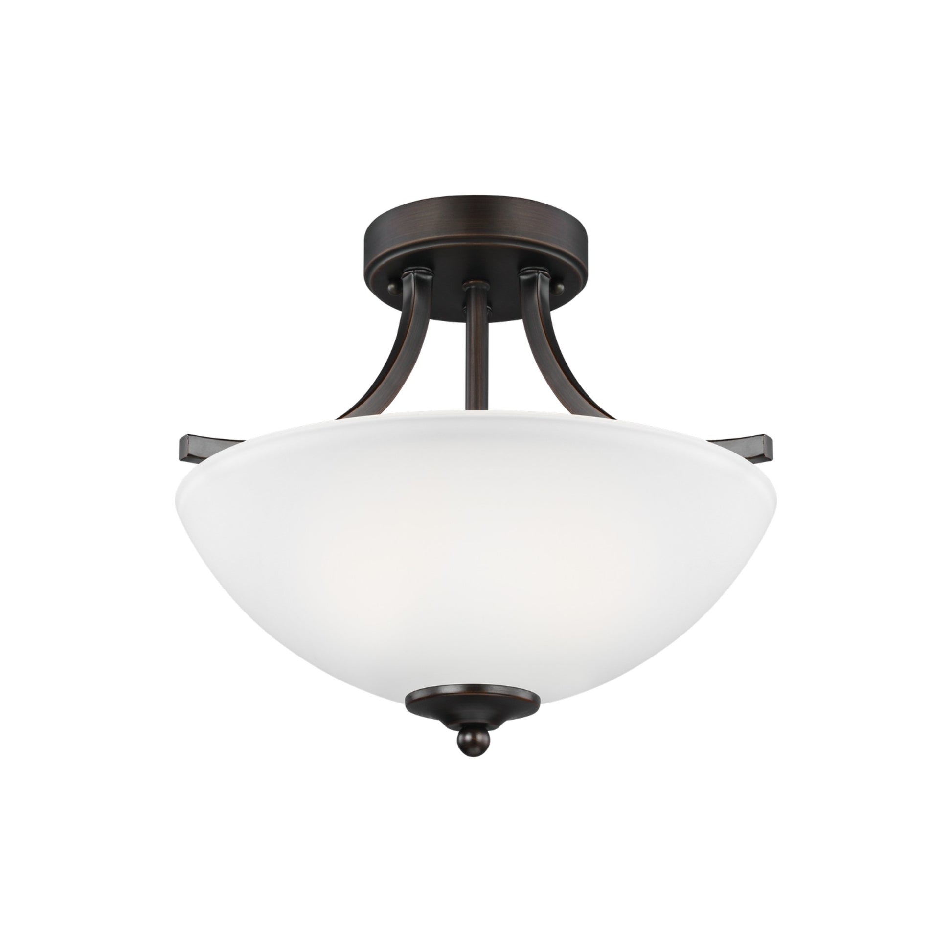 Geary 14" Small 2-Light LED Semi-Flush Convertible Pendant, Bronze Finish - Bees Lighting