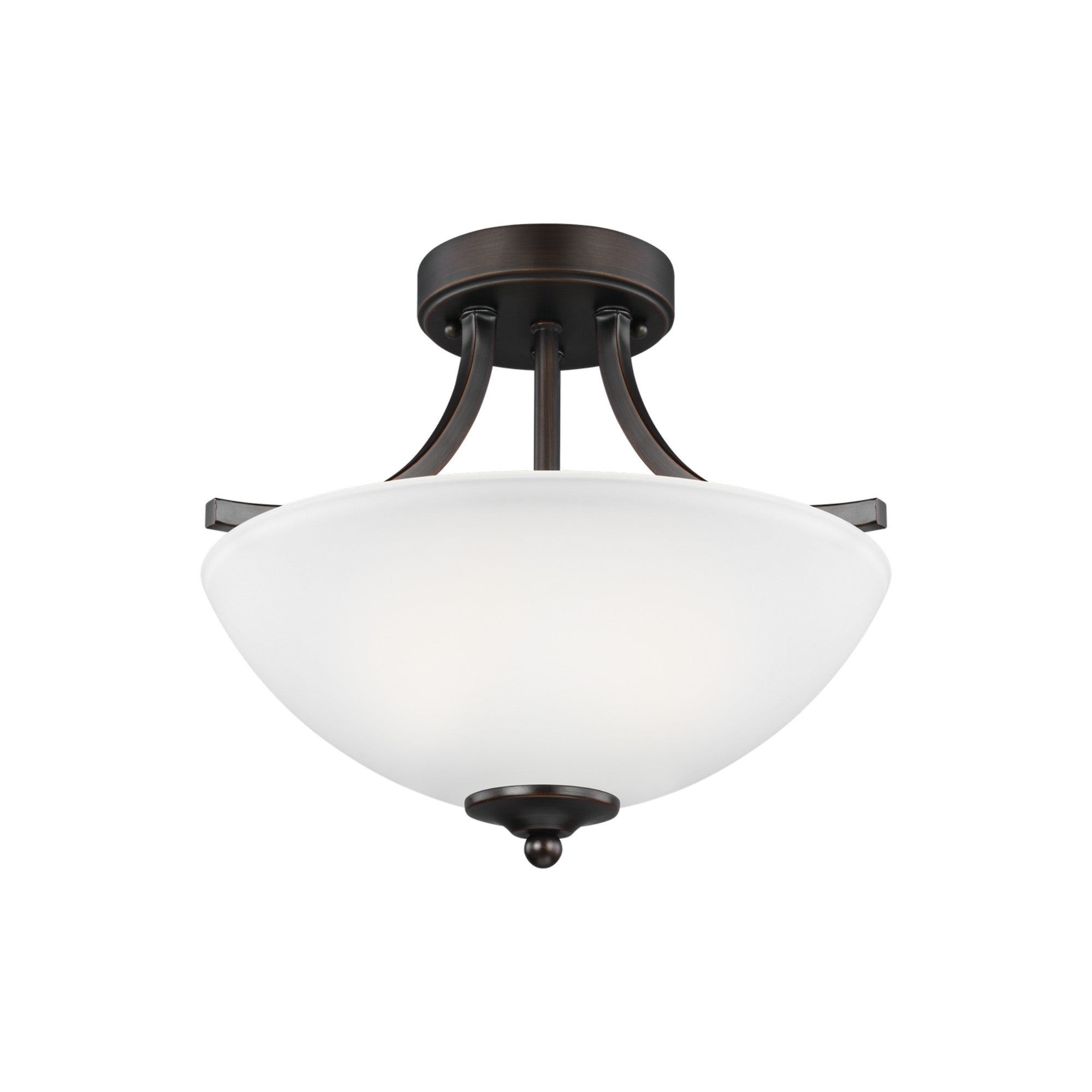 Geary 14" Small 2-Light LED Semi-Flush Convertible Pendant, Bronze Finish - Bees Lighting