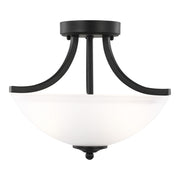 Geary 14" Small 2-Light LED Semi-Flush Convertible Pendant, Midnight Black Finish - Bees Lighting
