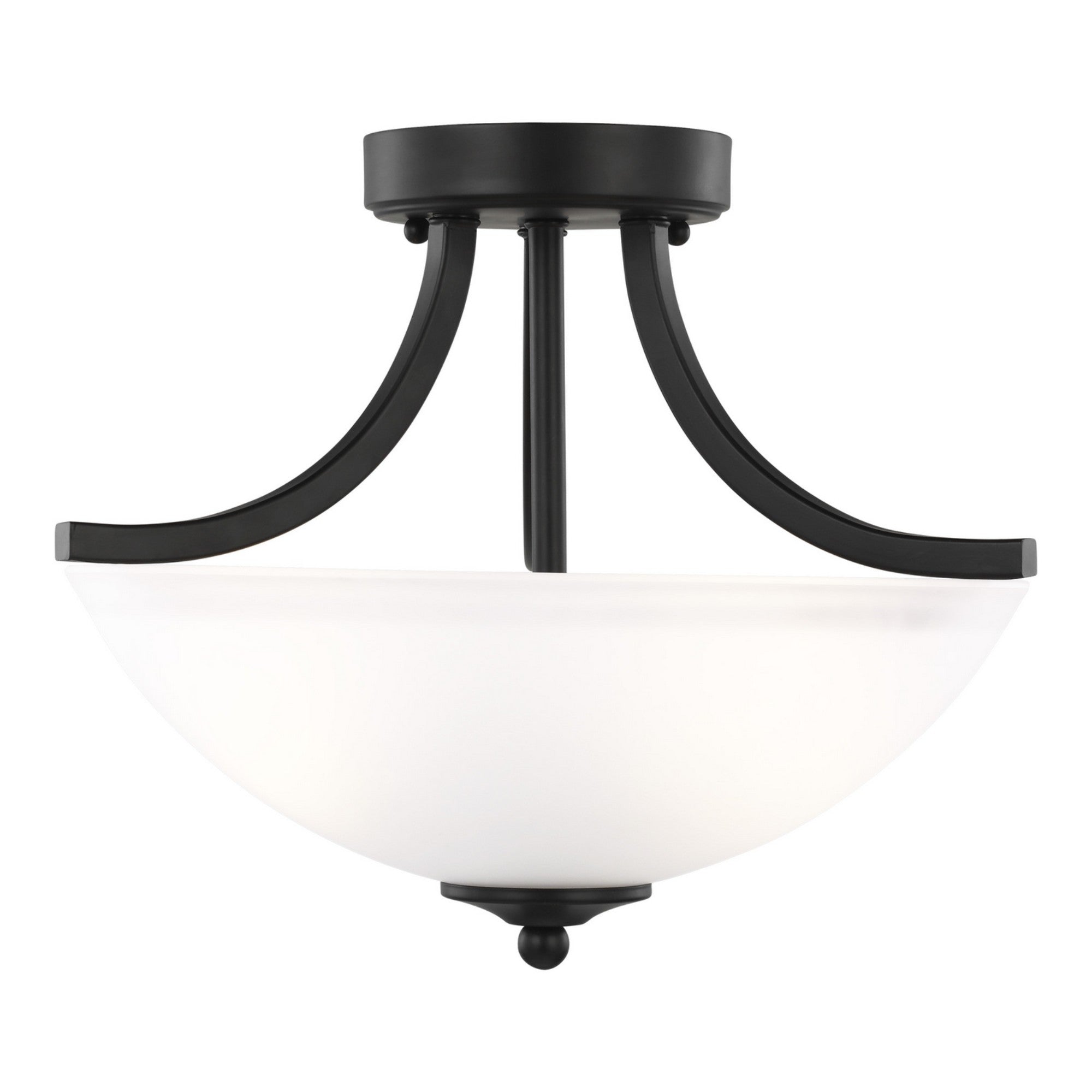 Geary 14" Small 2-Light LED Semi-Flush Convertible Pendant, Midnight Black Finish - Bees Lighting