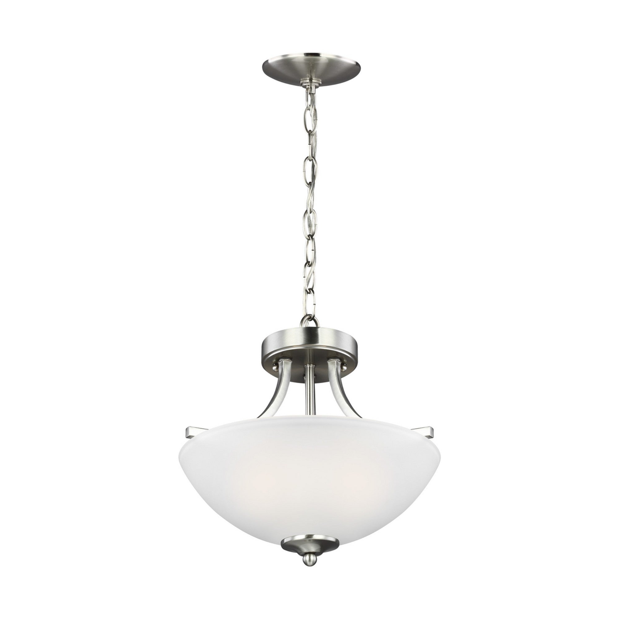 Geary 14" Small 2-Light LED Semi-Flush Convertible Pendant, Brushed Nickel Finish - Bees Lighting