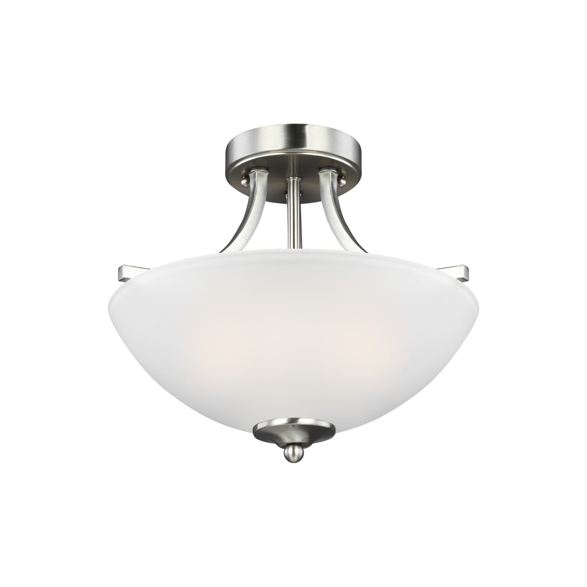 Geary 14" Small 2-Light LED Semi-Flush Convertible Pendant, Brushed Nickel Finish - Bees Lighting